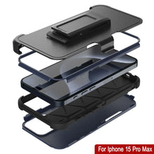Load image into Gallery viewer, Punkcase for iPhone 15 Pro Max Belt Clip Multilayer Holster Case [Patron Series] [Navy Black]
