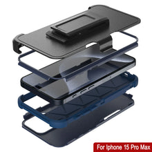 Load image into Gallery viewer, Punkcase for iPhone 15 Pro Max Belt Clip Multilayer Holster Case [Patron Series] [Navy]
