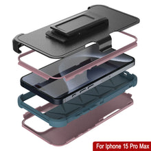 Load image into Gallery viewer, Punkcase for iPhone 15 Pro Max Belt Clip Multilayer Holster Case [Patron Series] [Pink-Blue]
