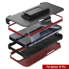 Load image into Gallery viewer, Punkcase for iPhone 15 Pro Belt Clip Multilayer Holster Case [Patron Series] [Red-Black]
