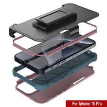 Load image into Gallery viewer, Punkcase for iPhone 15 Pro Belt Clip Multilayer Holster Case [Patron Series] [Pink-Blue]
