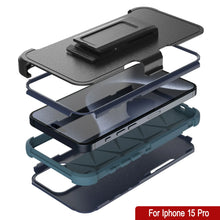 Load image into Gallery viewer, Punkcase for iPhone 15 Pro Belt Clip Multilayer Holster Case [Patron Series] [Navy Blue]
