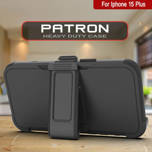 Punkcase for iPhone 15 Plus Belt Clip Multilayer Holster Case [Patron Series] [Black]