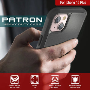 Punkcase for iPhone 15 Plus Belt Clip Multilayer Holster Case [Patron Series] [Black]