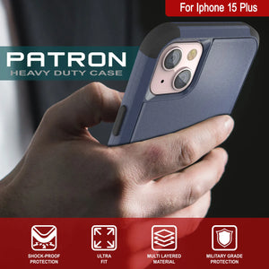 Punkcase for iPhone 15 Plus Belt Clip Multilayer Holster Case [Patron Series] [Navy Black]