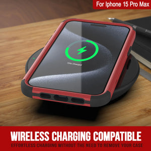 Punkcase for iPhone 15 Pro Max Belt Clip Multilayer Holster Case [Patron Series] [Red-Black]