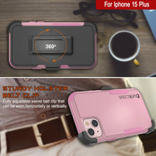 Load image into Gallery viewer, Punkcase for iPhone 15 Plus Belt Clip Multilayer Holster Case [Patron Series] [Pink]

