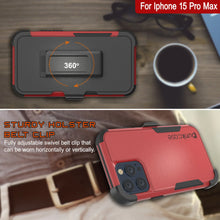 Load image into Gallery viewer, Punkcase for iPhone 15 Pro Max Belt Clip Multilayer Holster Case [Patron Series] [Red-Black]

