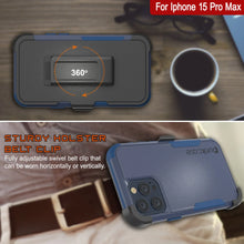 Load image into Gallery viewer, Punkcase for iPhone 15 Pro Max Belt Clip Multilayer Holster Case [Patron Series] [Navy]
