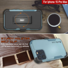 Load image into Gallery viewer, Punkcase for iPhone 15 Pro Max Belt Clip Multilayer Holster Case [Patron Series] [Mint]
