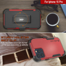 Load image into Gallery viewer, Punkcase for iPhone 15 Pro Belt Clip Multilayer Holster Case [Patron Series] [Red-Black]
