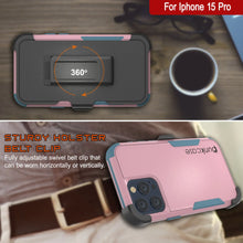 Load image into Gallery viewer, Punkcase for iPhone 15 Pro Belt Clip Multilayer Holster Case [Patron Series] [Pink-Blue]
