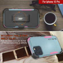 Load image into Gallery viewer, Punkcase for iPhone 15 Pro Belt Clip Multilayer Holster Case [Patron Series] [Mint-Pink]
