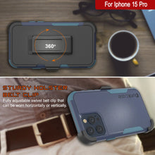 Load image into Gallery viewer, Punkcase for iPhone 15 Pro Belt Clip Multilayer Holster Case [Patron Series] [Navy Blue]
