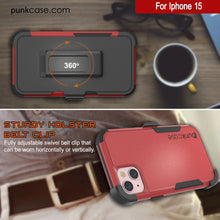 Load image into Gallery viewer, Punkcase for iPhone 15 Belt Clip Multilayer Holster Case [Patron Series] [Red-Black]
