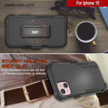 Load image into Gallery viewer, Punkcase for iPhone 15 Belt Clip Multilayer Holster Case [Patron Series] [Black]
