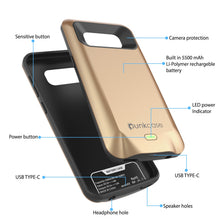 Load image into Gallery viewer, Galaxy S8 PLUS Battery Case, Punkcase 5500mAH Charger Case W/ Screen Protector | Integrated Kickstand &amp; USB Port | IntelSwitch [Gold]
