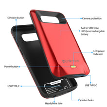 Load image into Gallery viewer, Galaxy S8 Battery Case, Punkcase 5000mAH Charger Case W/ Screen Protector | Integrated Kickstand &amp; USB Port | IntelSwitch [Red]
