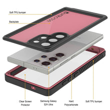 Load image into Gallery viewer, Galaxy S24 Ultra Waterproof Case PunkCase StudStar Pink Thin 6.6ft Underwater IP68 Shock/Snow Proof
