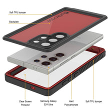 Load image into Gallery viewer, Galaxy S24 Ultra Waterproof Case PunkCase StudStar Red Thin 6.6ft Underwater IP68 Shock/Snow Proof
