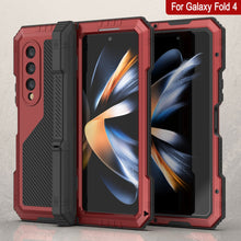 Load image into Gallery viewer, Galaxy Z Fold4 Metal Case, Heavy Duty Military Grade Armor Cover Full Body Hard [Red]
