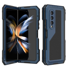 Load image into Gallery viewer, Galaxy Z Fold4 Metal Case, Heavy Duty Military Grade Armor Cover Full Body Hard [Blue]
