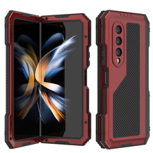 Load image into Gallery viewer, Galaxy Z Fold4 Metal Case, Heavy Duty Military Grade Armor Cover Full Body Hard [Red]
