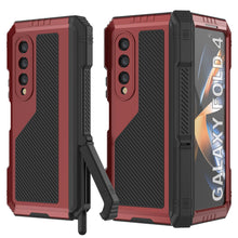 Load image into Gallery viewer, Galaxy Z Fold4 Metal Case, Heavy Duty Military Grade Armor Cover Full Body Hard [Red]
