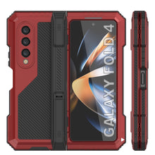 Load image into Gallery viewer, Galaxy Z Fold4 Metal Case, Heavy Duty Military Grade Armor Cover Full Body Hard [Red]
