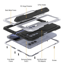 Load image into Gallery viewer, Galaxy Z Fold5 Metal Case, Heavy Duty Military Grade Armor Cover Full Body Hard [White]

