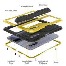 Load image into Gallery viewer, Galaxy Z Fold5 Metal Case, Heavy Duty Military Grade Armor Cover Full Body Hard [Neon]
