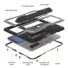 Load image into Gallery viewer, Galaxy Z Fold6 Metal Case, Heavy Duty Military Grade Armor Cover Full Body Hard [Silver]
