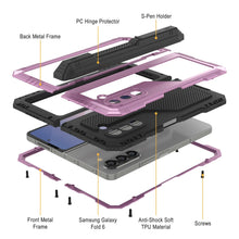 Load image into Gallery viewer, Galaxy Z Fold6 Metal Case, Heavy Duty Military Grade Armor Cover Full Body Hard [Pink]
