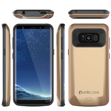 Load image into Gallery viewer, Galaxy S8 PLUS Battery Case, Punkcase 5500mAH Charger Case W/ Screen Protector | Integrated Kickstand &amp; USB Port | IntelSwitch [Gold]
