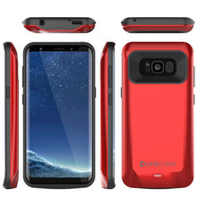 Load image into Gallery viewer, Galaxy S8 PLUS Battery Case, Punkcase 5500mAH Charger Case W/ Screen Protector | Integrated Kickstand &amp; USB Port | IntelSwitch [Red]
