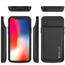 Load image into Gallery viewer, iPhone X Battery Case, PunkJuice 5000mAH Fast Charging Power Bank W/ Screen Protector | [Black]
