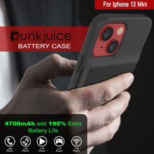 Load image into Gallery viewer, iPhone 13 Mini Battery Case, PunkJuice 4700mAH Fast Charging Power Bank W/ Screen Protector | [Black]
