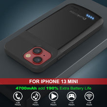 Load image into Gallery viewer, iPhone 13 Mini Battery Case, PunkJuice 4700mAH Fast Charging Power Bank W/ Screen Protector | [Black]
