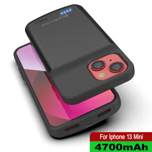 Load image into Gallery viewer, iPhone 13 Mini Battery Case, PunkJuice 4700mAH Fast Charging Power Bank W/ Screen Protector | [Black]
