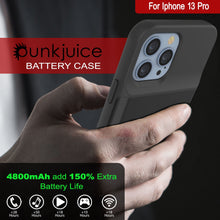 Load image into Gallery viewer, iPhone 13 Pro Battery Case, PunkJuice 4800mAH Fast Charging Power Bank W/ Screen Protector | [Black]
