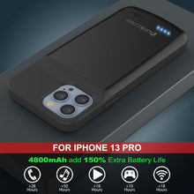 Load image into Gallery viewer, iPhone 13 Pro Battery Case, PunkJuice 4800mAH Fast Charging Power Bank W/ Screen Protector | [Black]
