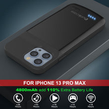 Load image into Gallery viewer, iPhone 13 Pro Max Battery Case, PunkJuice 4800mAH Fast Charging Power Bank W/ Screen Protector | [Black]
