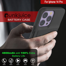Load image into Gallery viewer, iPhone 14 Pro Battery Case, PunkJuice 4800mAH Fast Charging Power Bank W/ Screen Protector | [Black]
