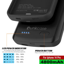 Load image into Gallery viewer, iPhone 14 Pro Battery Case, PunkJuice 4800mAH Fast Charging Power Bank W/ Screen Protector | [Black]
