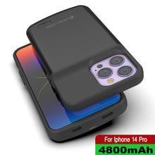 Load image into Gallery viewer, iPhone 14 Pro Battery Case, PunkJuice 4800mAH Fast Charging Power Bank W/ Screen Protector | [Black]
