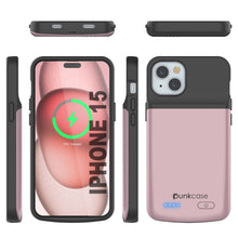 Load image into Gallery viewer, iPhone 15 Battery Case, PunkJuice 5000mAH Fast Charging Power Bank W/ Screen Protector | [Rose-Gold]
