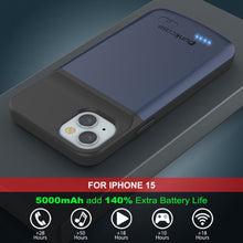 Load image into Gallery viewer, iPhone 15 Battery Case, PunkJuice 5000mAH Fast Charging Power Bank W/ Screen Protector | [Navy Blue]
