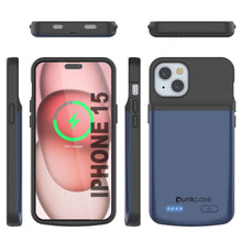 Load image into Gallery viewer, iPhone 15 Battery Case, PunkJuice 5000mAH Fast Charging Power Bank W/ Screen Protector | [Navy Blue]
