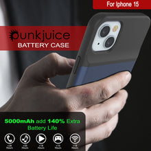 Load image into Gallery viewer, iPhone 15 Battery Case, PunkJuice 5000mAH Fast Charging Power Bank W/ Screen Protector | [Navy Blue]
