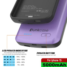 Load image into Gallery viewer, iPhone 15 Battery Case, PunkJuice 5000mAH Fast Charging Power Bank W/ Screen Protector | [Purple]

